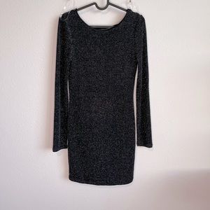 Black casual free back dress